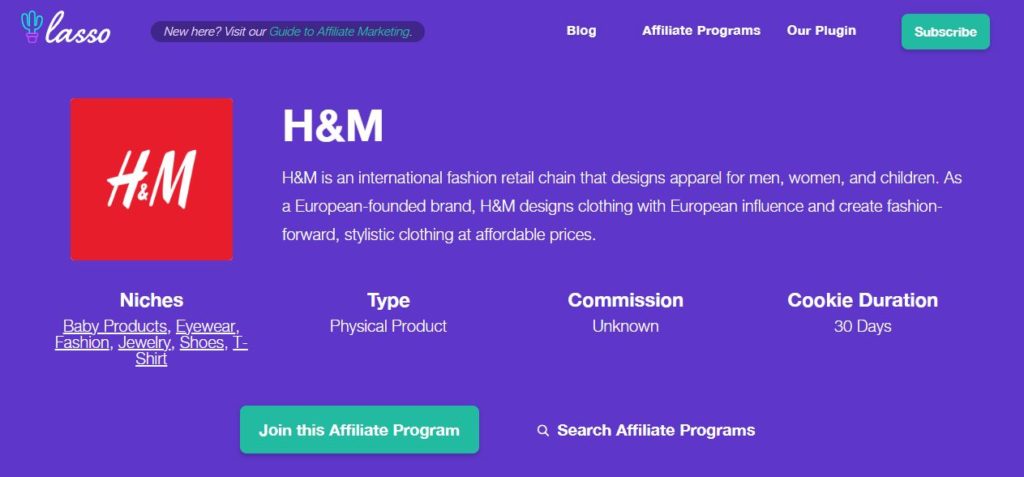 H&M affiliate program